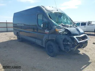 2021 Ram ProMaster Cargo Van with VIN 3C6MRVJG1ME525041, listed as a IAAI auction lot 41996178 with 1 mi miles. Bid and sale history available at carsss.com. Image 1.