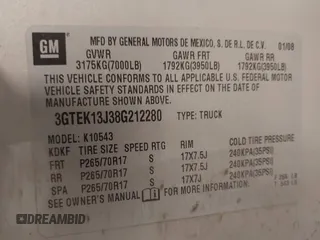 2008 GMC Sierra 1500 SLE1 with VIN 3GTEK13J38G212280, listed as a IAAI auction lot 41499750 with 196,175 mi miles. Bid and sale history available at carsss.com. Image 9.