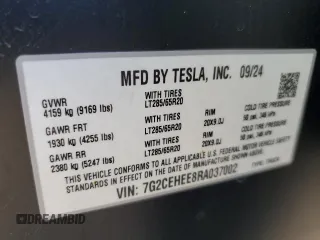 2024 Tesla Cybertruck Cyberbeast z VIN 7G2CEHEE8RA037002, wystawiony jako Copart lot #51112195 z przebiegiem 7477 mil mil oraz Szkody całkowita. Historia ofert i sprzedaży dostępna na DreamBid. Obrazek 12.