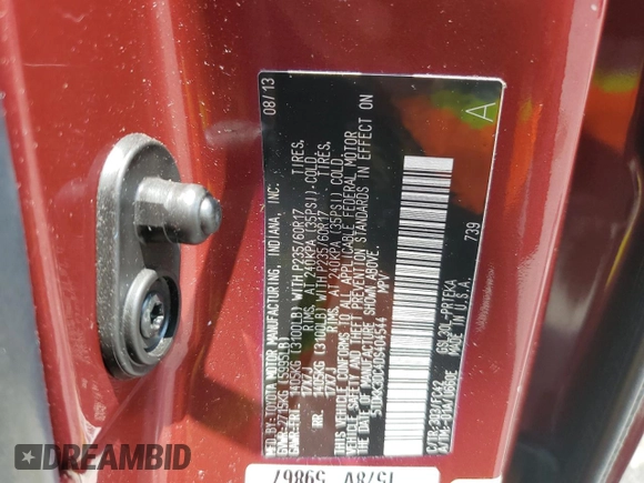 2013 Toyota Sienna LE AAS with VIN 5TDKK3DC4DS404544, listed as a Copart auction lot 60274615 with 94,933 mi miles and Salvage title. Bid and sale history available at DreamBid. Image 13.