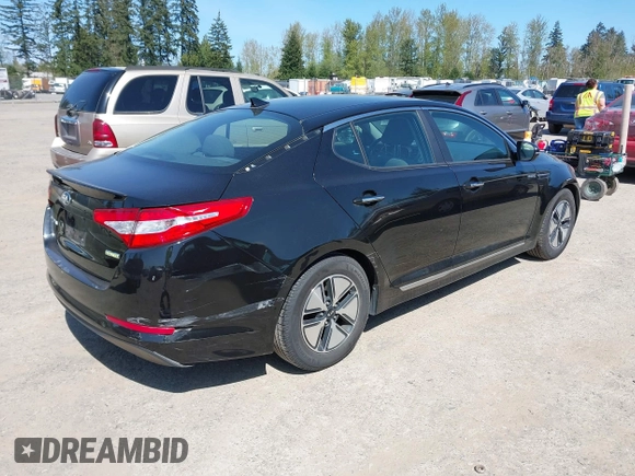 2013 Kia Optima Hybrid EX with VIN KNAGM4AD5D5049552, listed as a IAAI auction lot 42052478 with 175,388 mi miles. Bid and sale history available at carsss.com. Image 4.