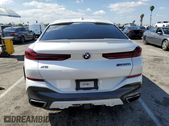 2020 BMW X6 M50i with VIN 5UXCY8C09L9C75612, listed as a Copart auction lot 44581364 with 0 mi miles. Bid and sale history available at carsss.com. Image 6.