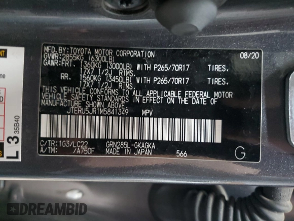 2021 Toyota 4Runner TRD Off Road Premium with VIN JTERU5JR1M5841349, listed as a Copart auction lot 59751845 with 44,696 mi miles and Clean title. Bid and sale history available at DreamBid. Image 13.