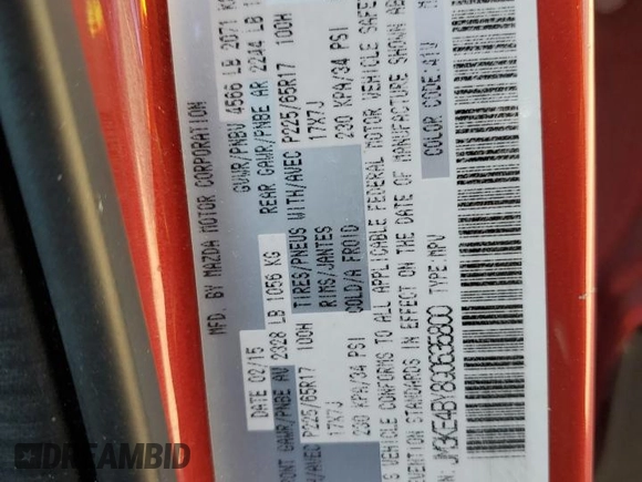 2016 Mazda CX-5 Sport with VIN JM3KE4BY8G0635800, listed as a Copart auction lot 51293125 with 82,064 mi miles and Salvage Title. Bid and sale history available at carsss.com. Image 13.