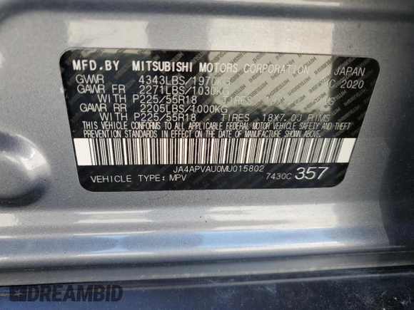 2021 Mitsubishi Outlander Sport SE with VIN JA4APVAU0MU015802, listed as a Copart auction lot 52929175 with 86,576 mi miles and Salvage Title. Bid and sale history available at carsss.com. Image 13.