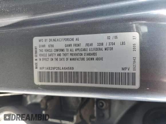 2005 Porsche Cayenne S with VIN WP1AB29P25LA64569, listed as a Copart auction lot 49113155 with 217,910 mi miles and Salvage Title. Bid and sale history available at carsss.com. Image 13.