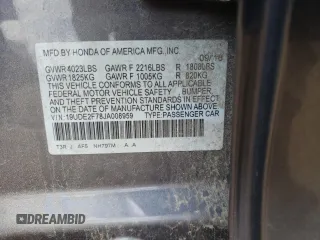 2018 Acura ILX Premium with VIN 19UDE2F78JA008959, listed as a Copart auction lot 61077195 with Not provided miles and Salvage title. Bid and sale history available at DreamBid. Image 12.