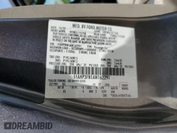 2010 Ford Focus SE with VIN 1FAHP3FN1AW162291, listed as a Copart auction lot 53915445 with 89,331 mi miles and Salvage Title. Bid and sale history available at carsss.com. Image 12.