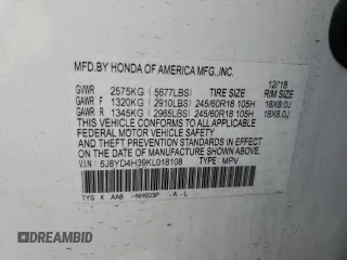2019 Acura MDX with VIN 5J8YD4H39KL018108, listed as a Copart auction lot 46162605 with 76,322 mi miles and Salvage title. Bid and sale history available at DreamBid. Image 13.