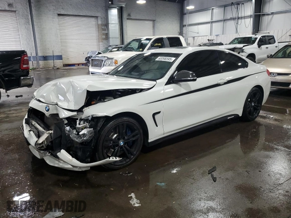 2014 BMW 4 Series 435i with VIN WBA3R1C52EK192076, listed as a Copart auction lot 60098595 with 89,504 mi miles and Salvage title. Bid and sale history available at DreamBid. Image 1.