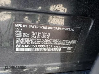2018 BMW 5 Series 530e with VIN WBAJA9C53JB034157, listed as a Copart auction lot 54392415 with Not provided miles and Salvage title. Bid and sale history available at DreamBid. Image 12.
