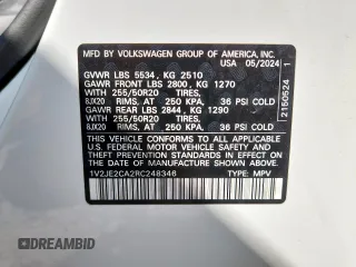 2024 Volkswagen Atlas SE с VIN 1V2JE2CA2RC248346, выставлен на аукционе Copart как лот 59822925 с пробегом 15 191 миль миль и Списание • Salvage title. История ставок и продаж доступна на DreamBid. Изображение 12.