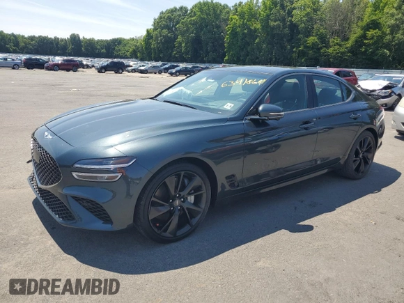 2023 Genesis G70 3.3T with VIN KMTG54TE3PU117672, listed as a Copart auction lot 63418684 with 19,899 mi miles and Salvage Title. Bid and sale history available at carsss.com. Image 1.