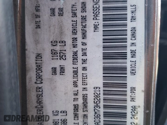 2003 Chrysler Concorde z VIN 2C3AD36M73H520219, wystawiony jako Copart lot #82895394 z przebiegiem 242 758 mil mil oraz Szkoda całkowita • Salvage title. Historia ofert i sprzedaży dostępna na DreamBid. Obrazek 15.
