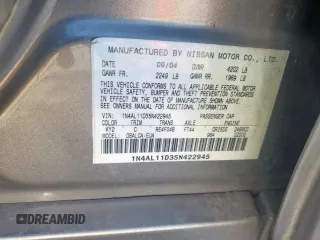 2005 Nissan Altima 2.5 S with VIN 1N4AL11D35N422945, listed as a Copart auction lot 52955005 with 133,194 mi miles and Clean Title. Bid and sale history available at carsss.com. Image 12.