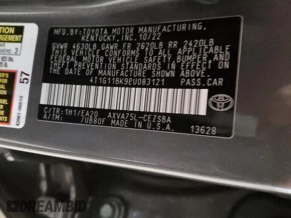 2023 Toyota Camry SE z VIN 4T1G11BK9PU083121, wystawiony jako Copart lot #58724145 z przebiegiem 29 991 mil mil oraz Szkoda całkowita • Salvage title. Historia ofert i sprzedaży dostępna na DreamBid. Obrazek 13.