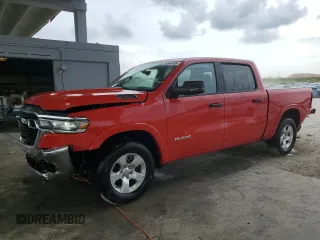 2025 Ram 1500 Big Horn with VIN 1C6SRFFP7SN581838, listed as a Copart auction lot 50564935 with 13,733 mi miles and Clean Title. Bid and sale history available at carsss.com. Image 1.