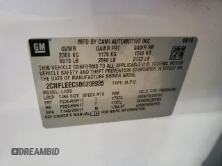 2011 Chevrolet Equinox LT w/1LT with VIN 2CNFLEEC9B6208935, listed as a Copart auction lot 55386405 with 66,916 mi miles and Clean Title. Bid and sale history available at carsss.com. Image 12.