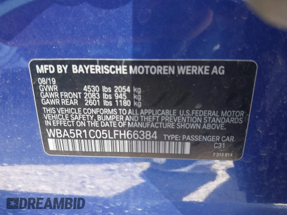 2020 BMW 3 Series 330i z VIN WBA5R1C05LFH66384, wystawiony jako IAAI lot #41810255 z przebiegiem 59 433 mil mil oraz . Historia ofert i sprzedaży dostępna na DreamBid. Obrazek 9.