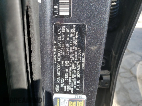 2020 Kia Forte LXS with VIN 3KPF24AD7LE210667, listed as a Copart auction lot 48370315 with 93,257 mi miles and Salvage Title. Bid and sale history available at carsss.com. Image 12.