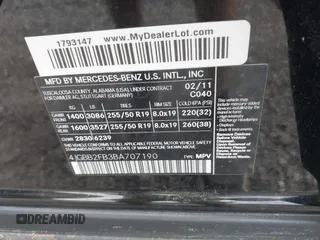 2011 Mercedes-Benz M 350 z VIN 4JGBB2FB3BA707190, wystawiony jako IAAI lot #42312280 z przebiegiem 196 676 mil mil oraz . Historia ofert i sprzedaży dostępna na DreamBid. Obrazek 9.