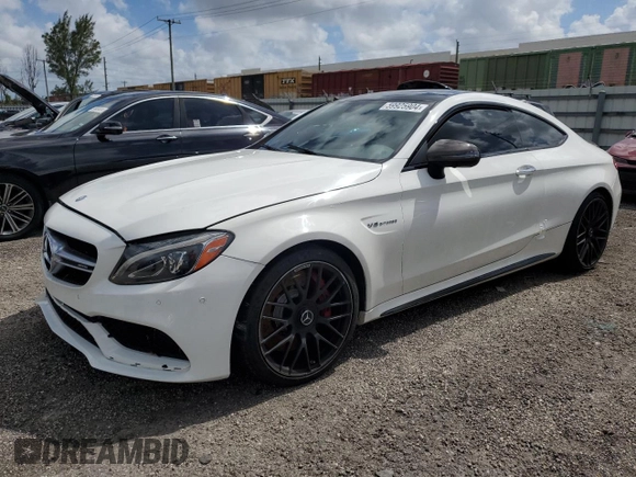 2017 Mercedes-Benz C 63 S AMG with VIN WDDWJ8HB9HF514455, listed as a Copart auction lot 59925904 with 57,638 mi miles and Salvage Title. Bid and sale history available at carsss.com. Image 1.