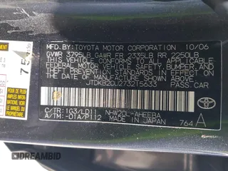 2007 Toyota Prius z VIN JTDKB20U273215633, wystawiony jako IAAI lot #41955538 z przebiegiem 172 957 mil mil oraz . Historia ofert i sprzedaży dostępna na DreamBid. Obrazek 9.