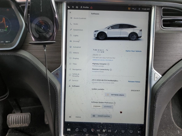2016 Tesla Model X 70D with VIN 5YJXCAE27GF001762, listed as a Copart auction lot 47261873 with 119,010 mi miles. Bid and sale history available at carsss.com. Image 9.