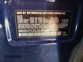 2018 BMW X1 sDrive28i with VIN WBXHU7C33J5L06428, listed as a Copart auction lot 48210333 with 33,965 mi miles. Bid and sale history available at carsss.com. Image 12.