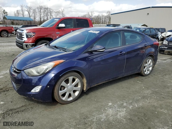 2013 Hyundai Elantra GLS with VIN 5NPDH4AE7DH288619, listed as a Copart auction lot 47264565 with 186,968 mi miles and Salvage Title. Bid and sale history available at carsss.com. Image 1.