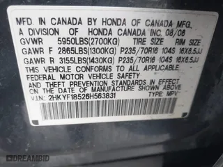2006 Honda Pilot EX-L with VIN 2HKYF18526H563831, listed as a IAAI auction lot 41255427 with 237,074 mi miles. Bid and sale history available at carsss.com. Image 9.