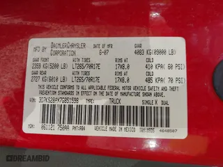 2007 Dodge Ram 2500 SLT with VIN 3D7KS28AX7G851598, listed as a IAAI auction lot 41742099 with 188,013 mi miles. Bid and sale history available at carsss.com. Image 9.