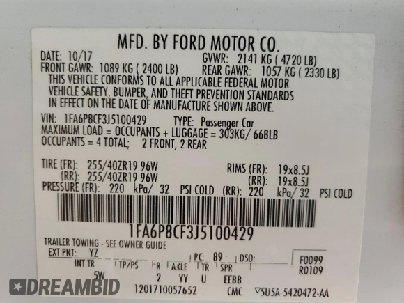 2018 Ford Mustang GT z VIN 1FA6P8CF3J5100429, wystawiony jako Copart lot #58577725 z przebiegiem 66 600 mil mil oraz Szkoda całkowita • Salvage title. Historia ofert i sprzedaży dostępna na DreamBid. Obrazek 13.