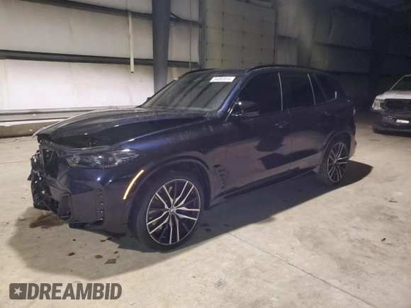 2024 BMW X5 M60i with VIN 5UX33EU08R9V21549, listed as a Copart auction lot 84082814 with 0 mi miles and Salvage Title. Bid and sale history available at carsss.com. Image 1.
