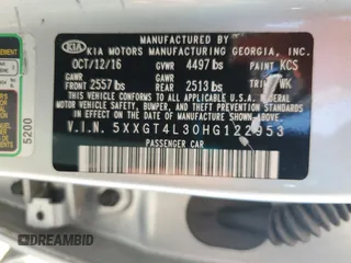 2017 Kia Optima LX with VIN 5XXGT4L30HG122953, listed as a Copart auction lot 47247965 with 144,438 mi miles and Salvage Title. Bid and sale history available at carsss.com. Image 12.