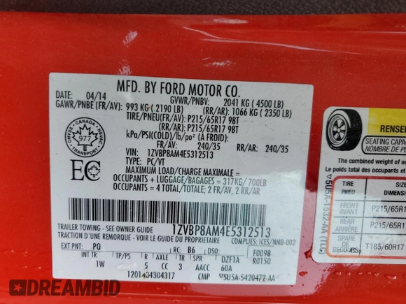 2014 Ford Mustang V6 z VIN 1ZVBP8AM4E5312513, wystawiony jako Copart lot #64463685 z przebiegiem 106 892 mil mil oraz Szkoda całkowita • Salvage title. Historia ofert i sprzedaży dostępna na DreamBid. Obrazek 13.