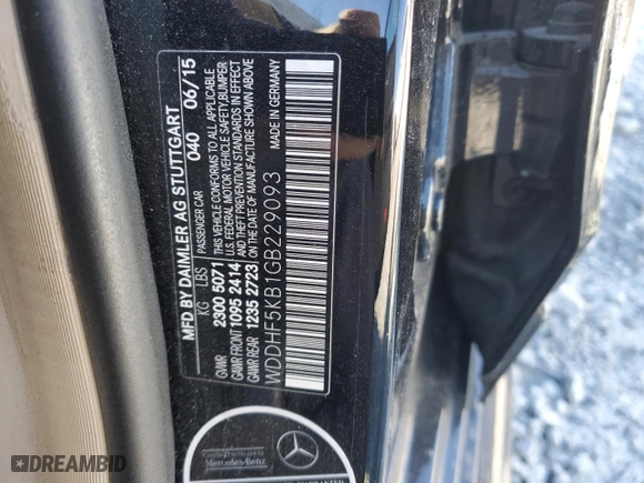 2016 Mercedes-Benz E-Class E 350 Sport with VIN WDDHF5KB1GB229093, listed as a Copart auction lot 43632645 with 133,200 mi miles and Salvage Title. Bid and sale history available at carsss.com. Image 12.