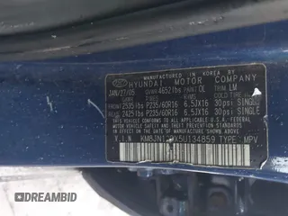 2005 Hyundai Tucson GLS with VIN KM8JN12DX5U134859, listed as a IAAI auction lot 41126546 with 215,110 mi miles. Bid and sale history available at carsss.com. Image 9.