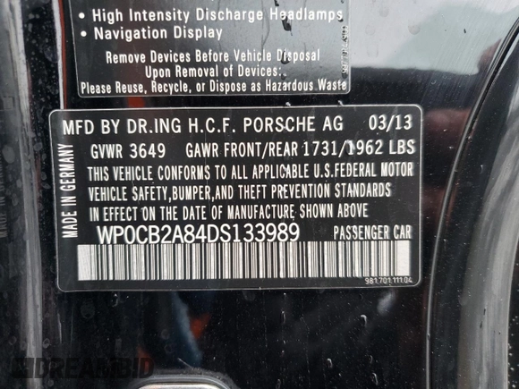 2013 Porsche Boxster S with VIN WP0CB2A84DS133989, listed as a Copart auction lot 78862314 with 78,246 mi miles and Salvage Title. Bid and sale history available at carsss.com. Image 12.