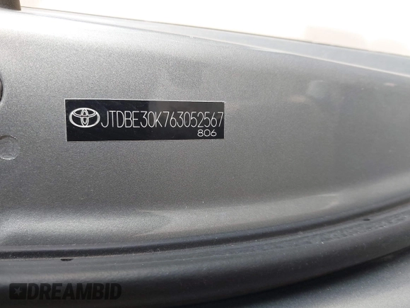 2006 Toyota Camry STD with VIN JTDBE30K763052567, listed as a IAAI auction lot 41553501 with 63,850 mi miles. Bid and sale history available at carsss.com. Image 9.