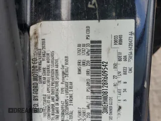 2008 Mercury Milan Premier with VIN 3MEHM08128R609542, listed as a Copart auction lot 43991935 with 0 mi miles and Salvage Title. Bid and sale history available at carsss.com. Image 12.