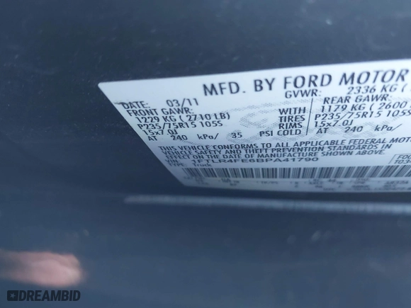 2011 Ford Ranger XLT with VIN 1FTLR4FE6BPA41790, listed as a IAAI auction lot 41771598 with 231,489 mi miles. Bid and sale history available at carsss.com. Image 9.