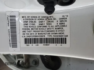 2019 Honda Civic Sport with VIN 2HGFC2F80KH539678, listed as a Copart auction lot 58090255 with 90,187 mi miles and Salvage title. Bid and sale history available at DreamBid. Image 12.