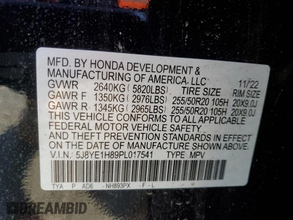 2023 Acura MDX w/Advance Package with VIN 5J8YE1H89PL017541, listed as a Copart auction lot 86187654 with 0 mi miles and Salvage Title. Bid and sale history available at carsss.com. Image 14.