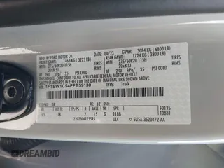 2023 Ford F-150 XL with VIN 1FTEW1C54PFB59130, listed as a IAAI auction lot 41072260 with 45,972 mi miles and . Bid and sale history available at DreamBid. Image 9.