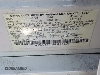 2008 Nissan Maxima 3.5 SL with VIN 1N4BA41E08C835135, listed as a IAAI auction lot 41441523 with 120,368 mi miles. Bid and sale history available at carsss.com. Image 9.