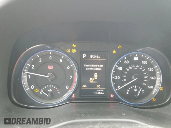 2023 Hyundai Kona SEL with VIN KM8K3CAB5PU010605, listed as a Copart auction lot 55762195 with 13,314 mi miles and Salvage Title. Bid and sale history available at DreamBid. Image 9.