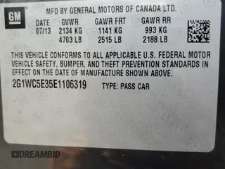 2014 Chevrolet Impala LTZ with VIN 2G1WC5E35E1106319, listed as a Copart auction lot 59260365 with 139,722 mi miles and Salvage title. Bid and sale history available at DreamBid. Image 12.