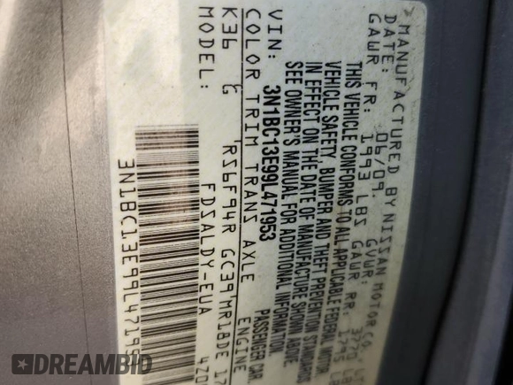 2009 Nissan Versa 1.8 SL with VIN 3N1BC13E99L471953, listed as a Copart auction lot 47860105 with 170,554 mi miles and Salvage Title. Bid and sale history available at carsss.com. Image 12.