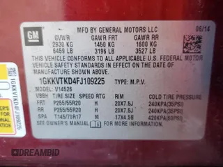 2015 GMC Acadia Denali with VIN 1GKKVTKD4FJ109225, listed as a Copart auction lot 42392275 with 276,254 mi miles and Clean Title. Bid and sale history available at carsss.com. Image 13.